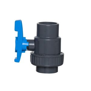 PVC Kompaktní kulový ventil PVC-U, 1x převlečené šroubení,2x lepený spoj, 50mm