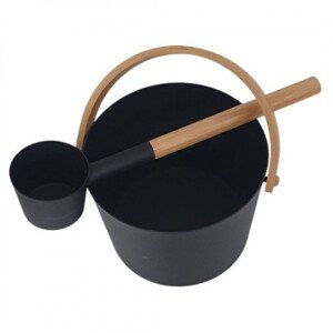 Harvia set vědro  4L s naběračkou 42 cm, matný nerez a dřevo